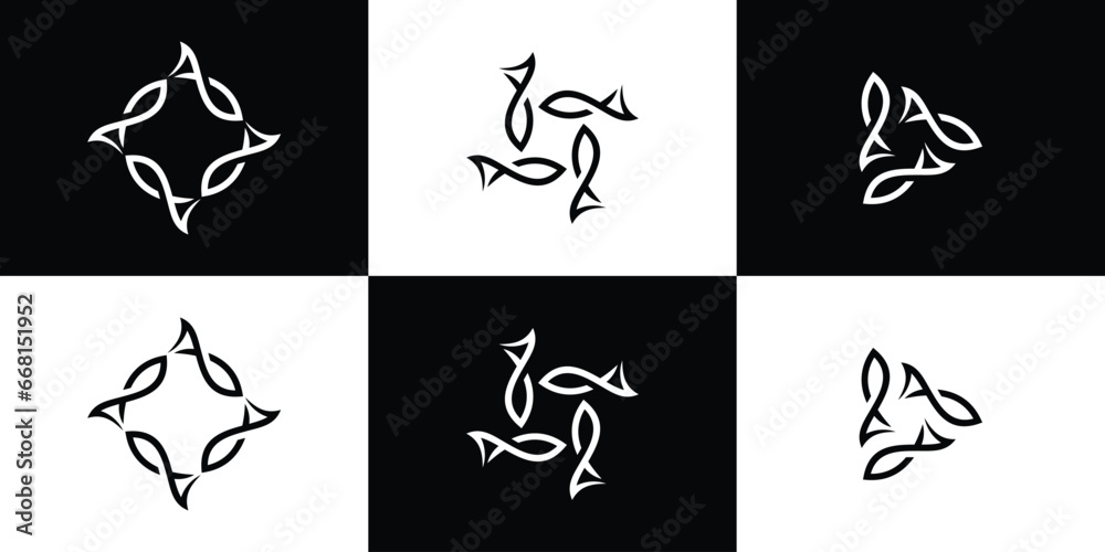 fish element logo design made in an abstract style. - obrazy, fototapety, plakaty 