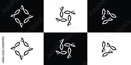 fish element logo design made in an abstract style.