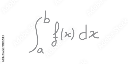 Integral of function symbol in mathematics. Scientific resources for teachers and students. Math doodle handwriting concept.