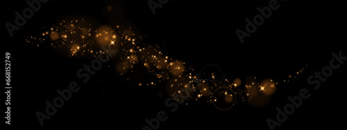Gold dust light png. Bokeh glowing lights background effect. Christmas background glowing dust Christmas glowing lights bokeh confetti and glitter overlay texture for your design.