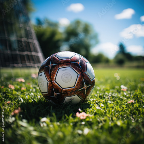 _sporty_photo_of_a_soccer_ball_on_a_grass_field_