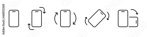 Mobile phone rotation icon set. Rotate smartphone icon. Mobile screen rotation sign