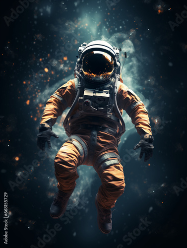 Astronaut Floating in the Vast Emptiness of Space - A Stunning and Surreal Image of Human Exploration Beyond Earth's Atmosphere Space adventure, exploration of the universe