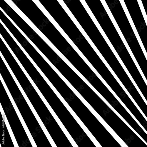 Diagonal striped illustration. Repeated white lines on black background. Surface pattern design with linear ornament. Disco lights motif. Stripes wallpaper. Digital paper for web designing. Vector art