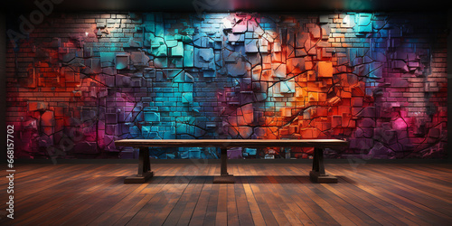 Sfondo. Muro di mattoni colorati. Ai generated. photo