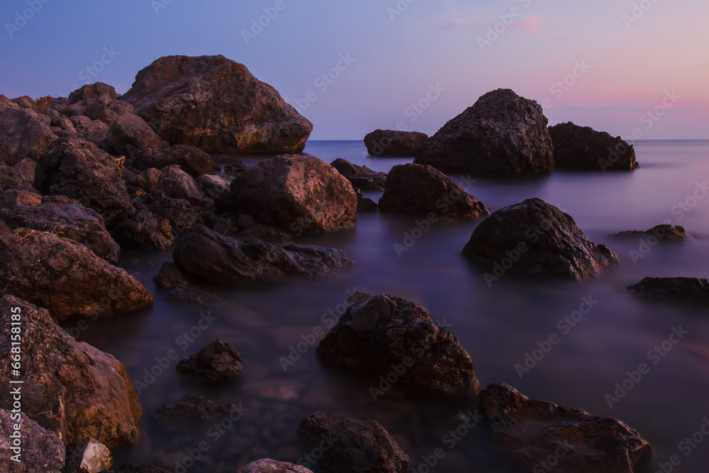 Landscape of the Black Sea coast in Crimea, Ukraine.