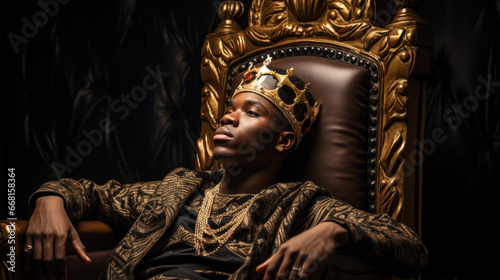 African King on his royal throne photo