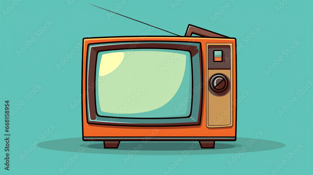 Cartoon illustration of an old television