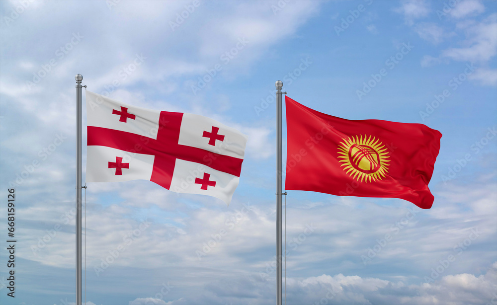 Kyrgyzstan and Georgia flags, country relationship concept Kyrgyzstan and Georgia flags, country relationship concept