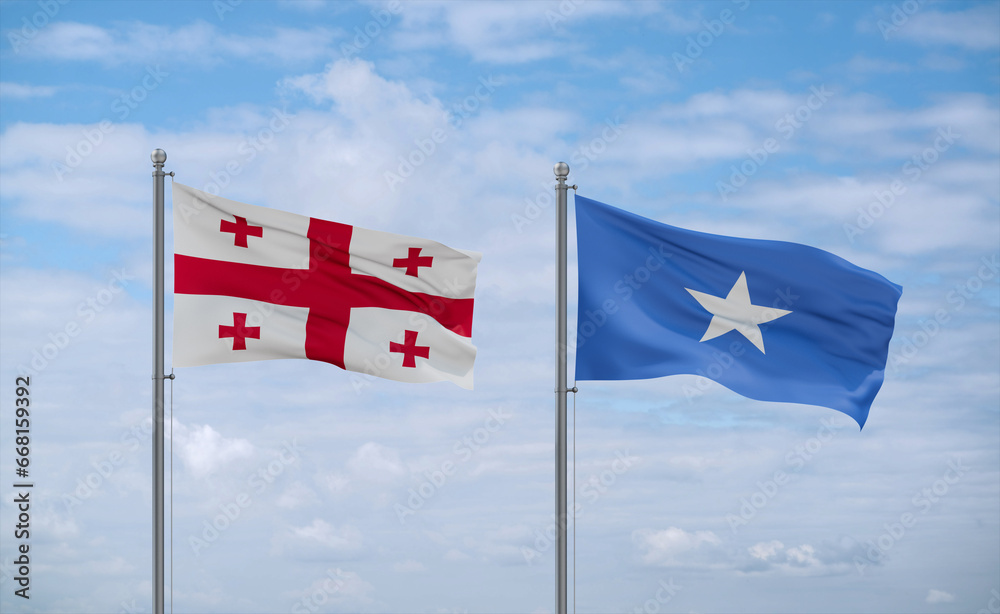 Somalia and Georgia flags, country relationship concept Somalia and Georgia flags, country relationship concept