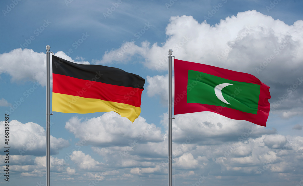 Maldives and Germany flags, country relationship concept Maldives and Germany flags, country relationship concept