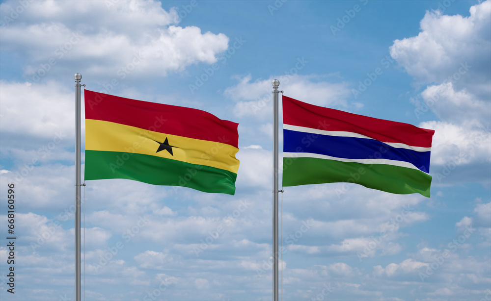 Gambia and Ghana flags, country relationship concept Gambia and Ghana flags, country relationship concept
