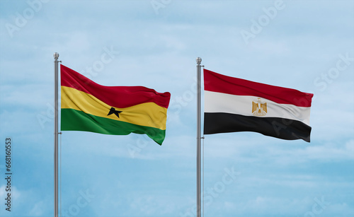 Egypt and Ghana flags  country relationship concept