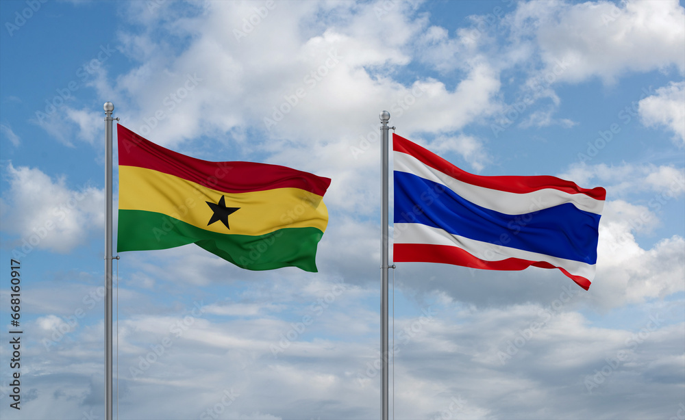 Thailand and Ghana flags, country relationship concept Thailand and Ghana flags, country relationship concept