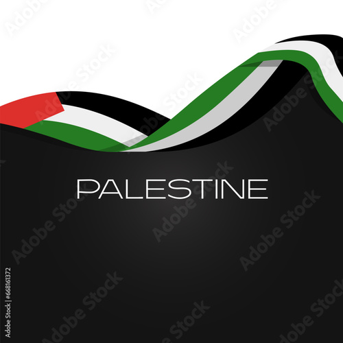 Palestine flag ribbon vector. Website banner post template with Palestine flag decoration