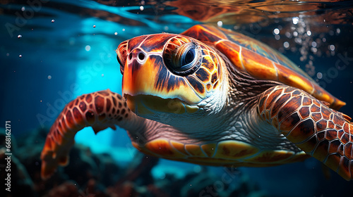 Aquatic Majesty: Ultra-Detailed Realistic Portrait of a Turtle Underwater, Showcasing the Sublime Beauty and Intricate Details of this Majestic Sea Creature