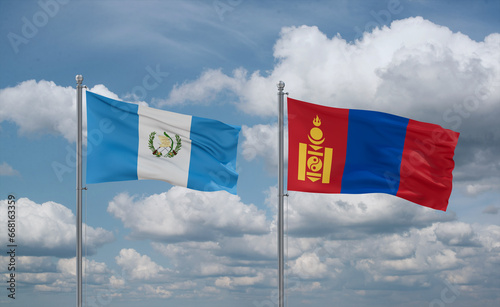 Mongolia and Guatemala flags, country relationship concept