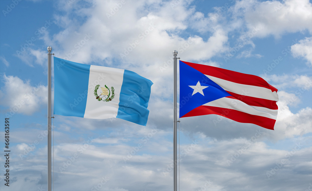 Puerto Rico and Guatemala flags, country relationship concept Puerto Rico and Guatemala flags, country relationship concept