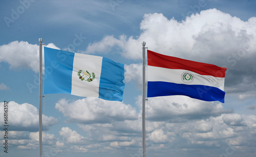 Paraguay and Guatemala flags, country relationship concept