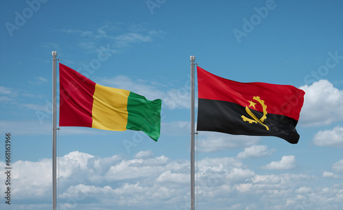 Guinea-Conakry, Guinea and Angola national flags, country relationship concept