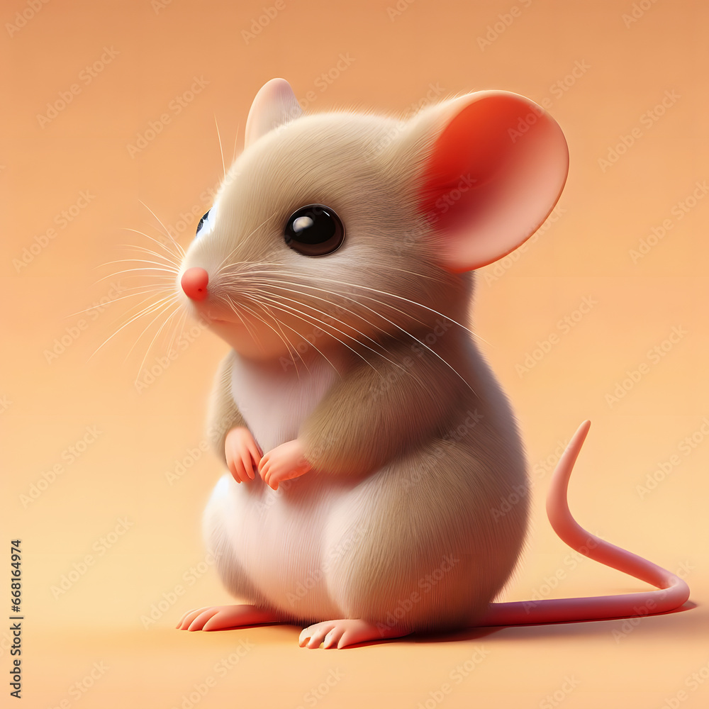 there is a small mouse sitting on the ground with its paws crossed Generative AI