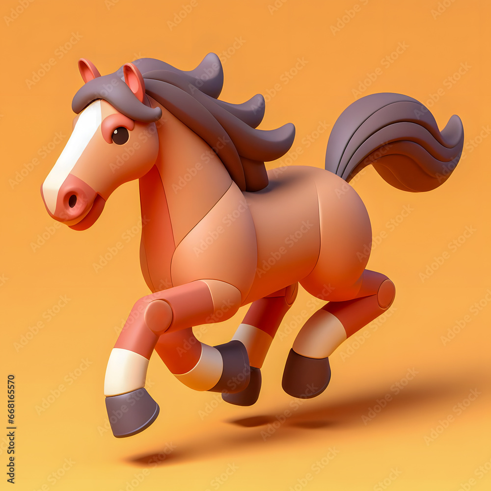 there is a small toy horse running on a yellow surface Generative AI there is a small toy horse running on a yellow surface Generative AI