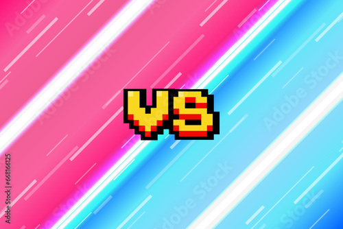 Pixel art versus Screen retro game VS Interface. Versus Screen With Speedlines.