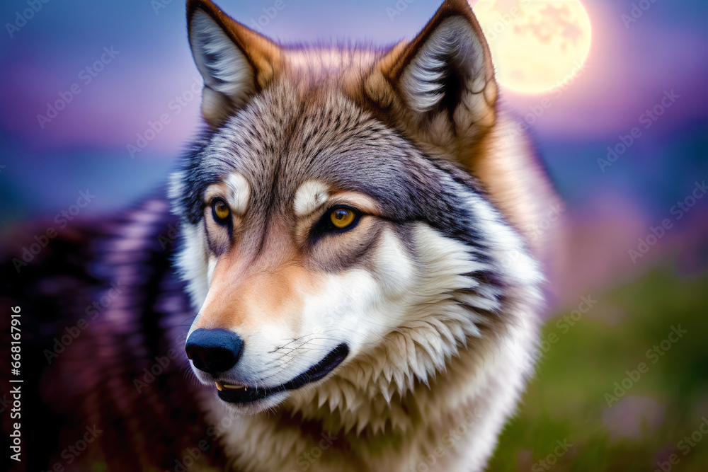 Fototapeta premium A bueatuful Wolf. Guardians of the Wilderness. Exploring the Realm of Wolves. Generative AI