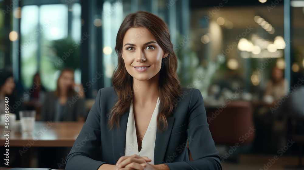 Fototapeta premium Portrait of successful business woman smiling in the office.