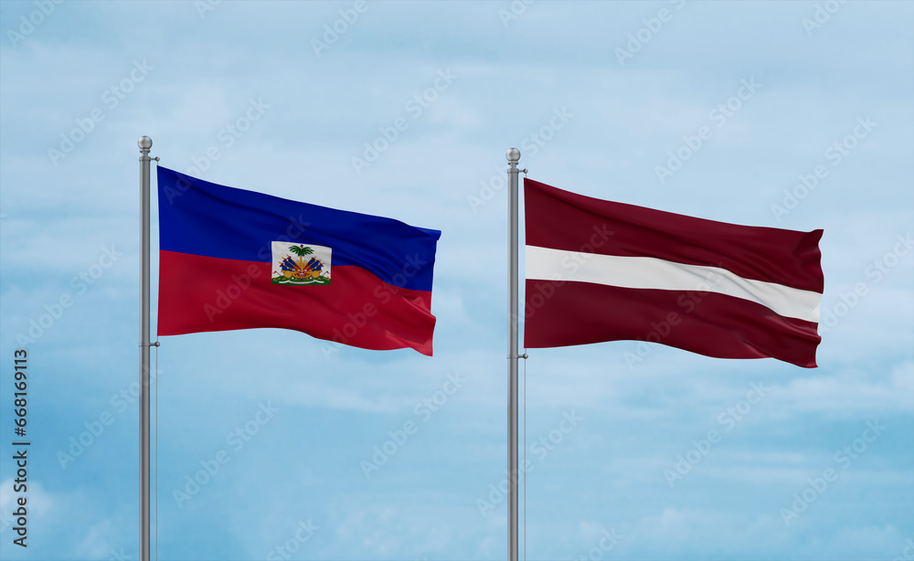 Latvia and Haiti flags, country relationship concept Latvia and Haiti flags, country relationship concept