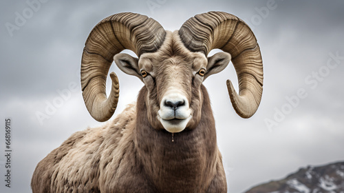 Close up portrait of a bighorn ram © khan