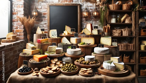 Rustic-Themed Cheese Section at Boutique Store