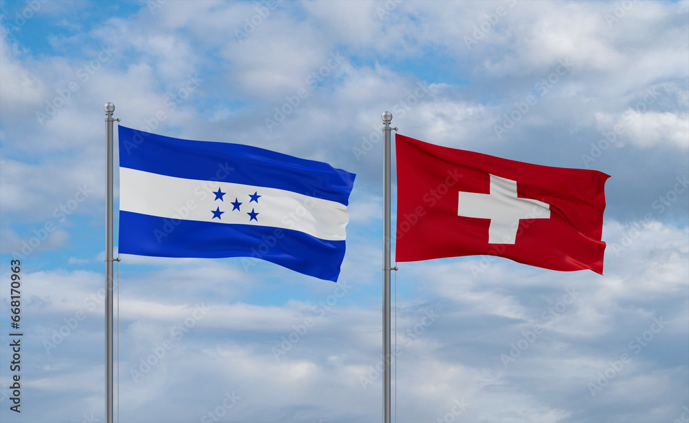 Switzerland and Honduras flags, country relationship concept
