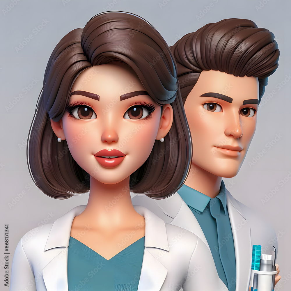 a close up of a cartoon character of a man and a woman Generative AI a close up of a cartoon character of a man and a woman Generative AI