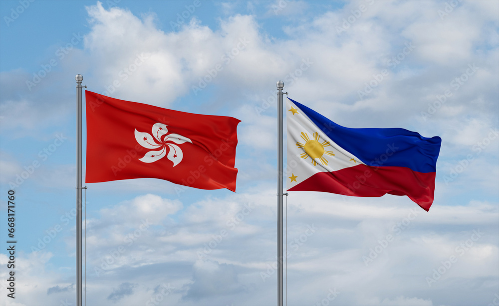 Philippines and Hong Kong flags, country relationship concept Philippines and Hong Kong flags, country relationship concept