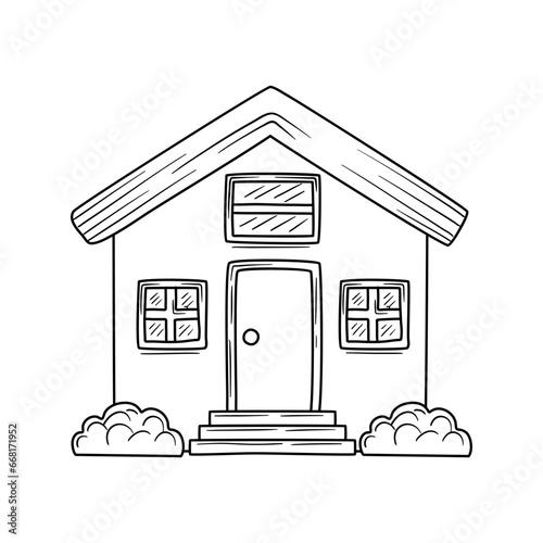  house doodle vector illustration isolated on white background