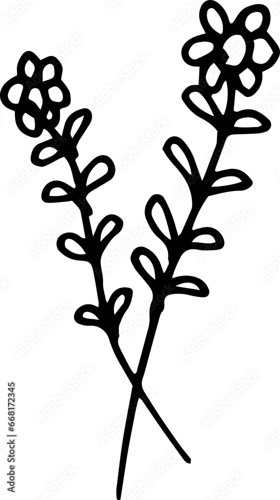 and Drawn Leaves Floral Line Art and Drawn Leaves Floral Line Art