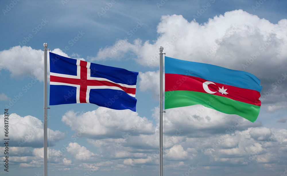 Azerbaijan and Iceland flags, country relationship concept Azerbaijan and Iceland flags, country relationship concept