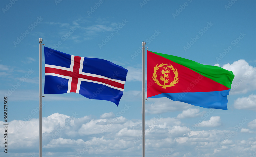 Eritrea and Iceland flags, country relationship concept Eritrea and Iceland flags, country relationship concept