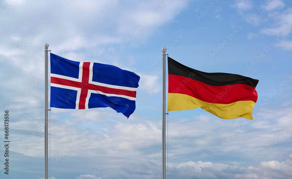 Germany and Iceland flags, country relationship concept Germany and Iceland flags, country relationship concept