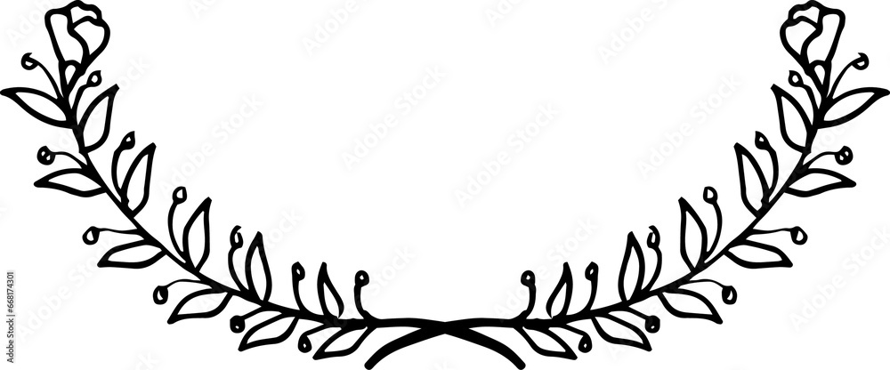 Laurels Leaves Curve Hand Drawn Leaf Line Art Laurels Leaves Curve Hand Drawn Leaf Line Art