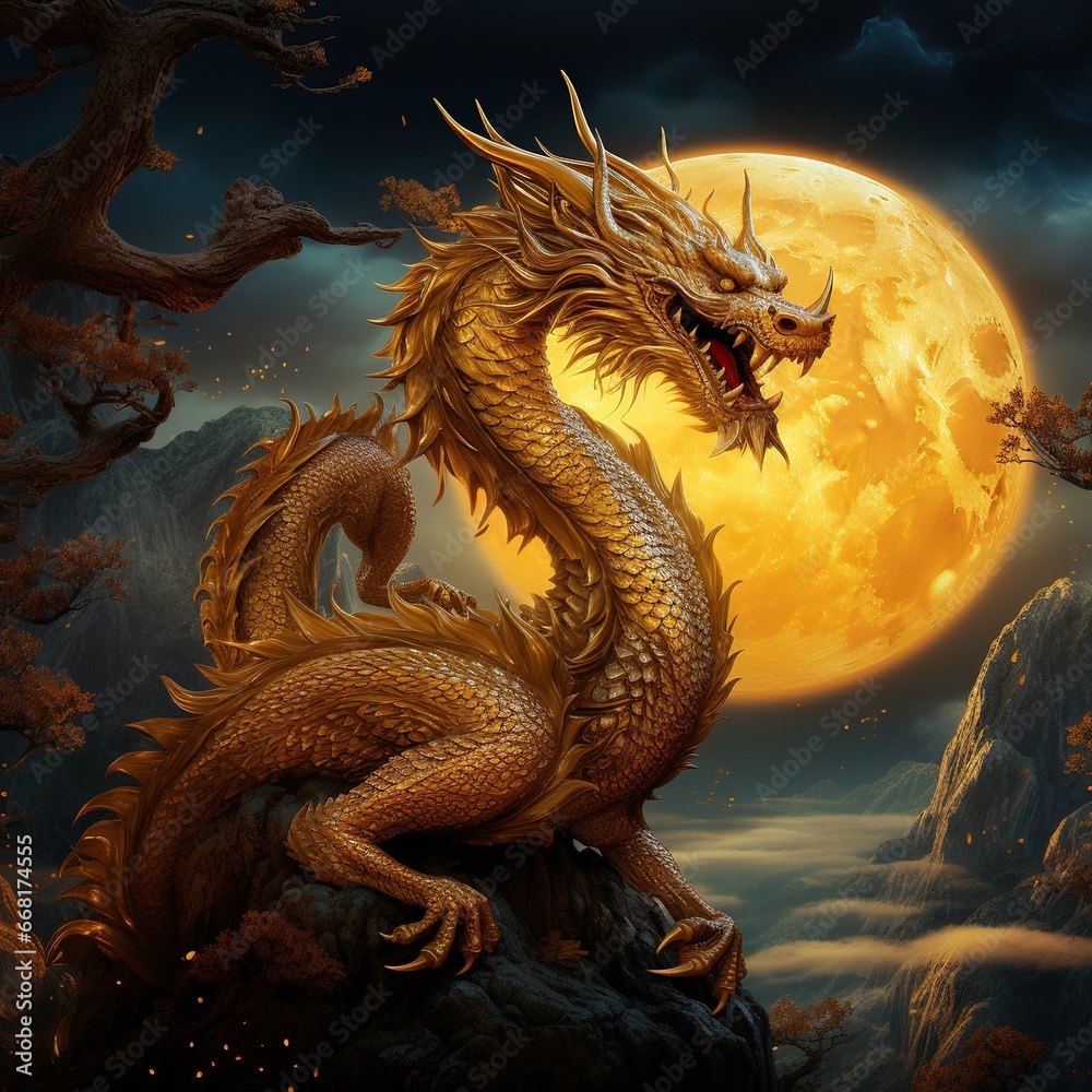Fototapeta premium chinese dragon statue