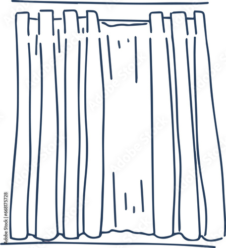 Roller blinds, tulle interior elements details drawn by hand sketch doodle set separately on a white background coloring drawing anti-stress room decor