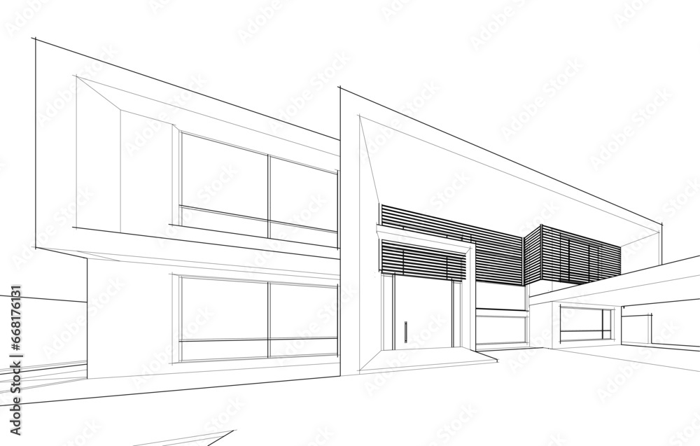 House architecture vector 3d drawing House architecture vector 3d drawing
