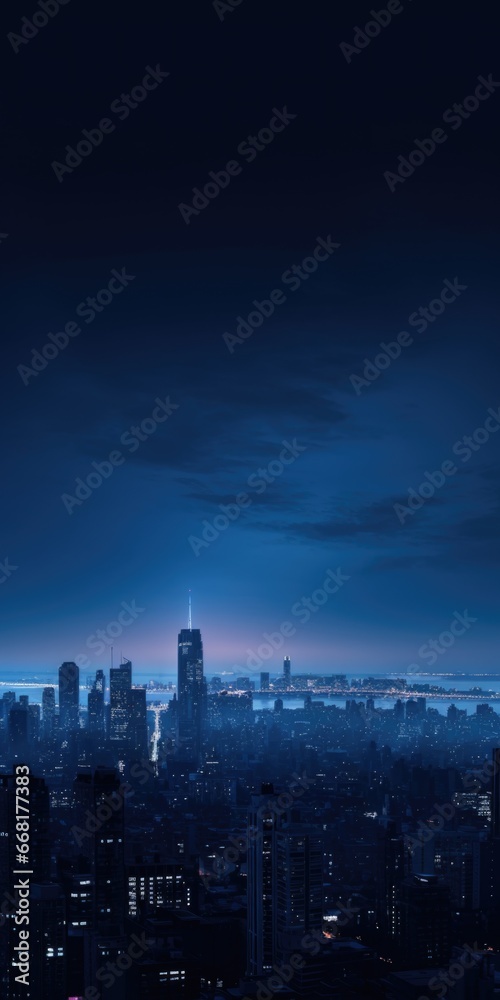 A captivating view of a city at night as seen from the top of a building. Perfect for urban landscapes and cityscape enthusiasts.