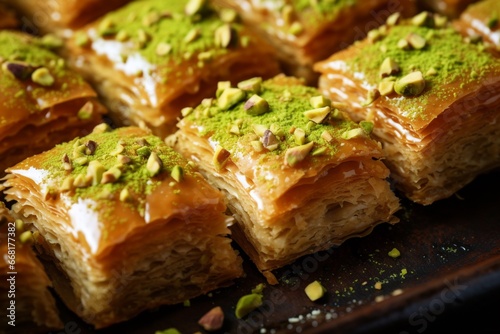 Baklava dessert with pistachio delicious cuisines