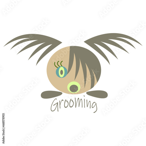 Logo with a shaggy and eared dog and a suitable inscription for a grooming salon