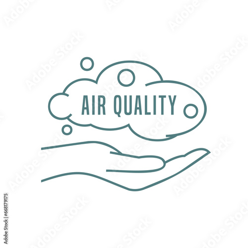 Air Quality Index pictogram, outline icon. Blue AQI symbol.