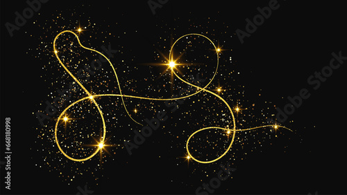 Gold glittering confetti wave and stardust photo