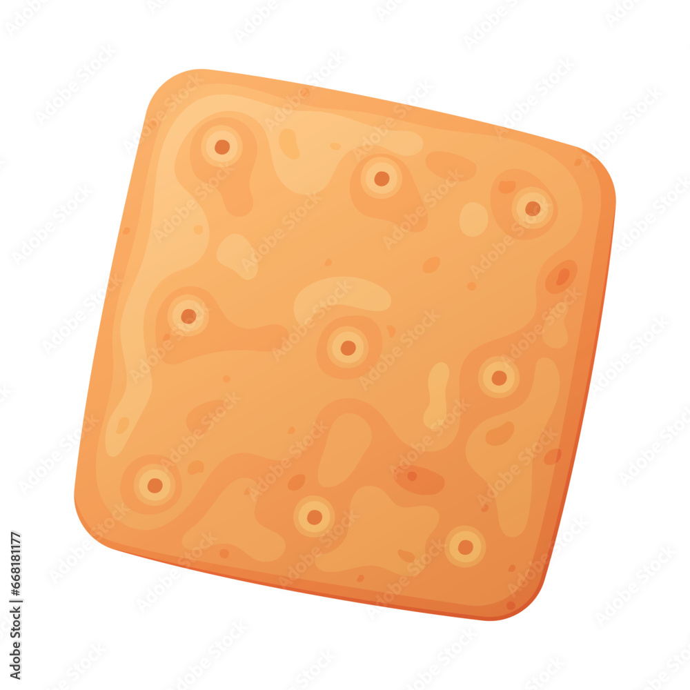 Crunchy Cracker Cookie as Dry Baked Flour Biscuit Vector Illustration